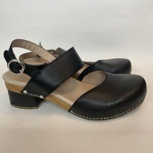 Dansko Malin Black Suede Leather Ankle Strap Sandals Mary Jane's Size 41 10.5-11